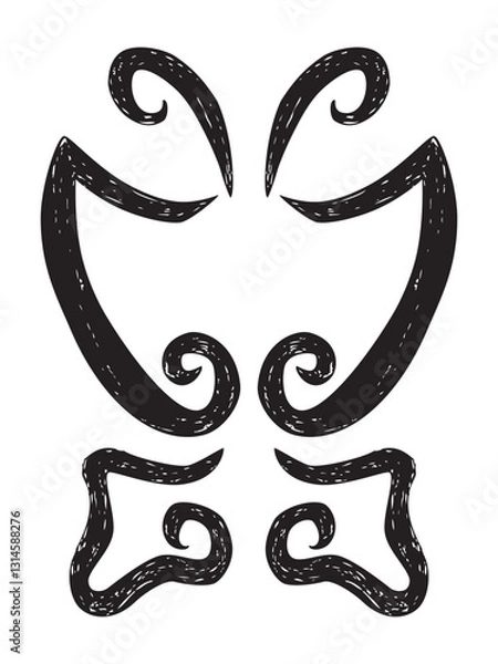 Obraz butterfly, black simple vector hand draw sketch