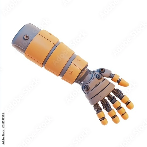 Fototapeta Clean and simple 3D glyph icon of a prosthetic arm on white.