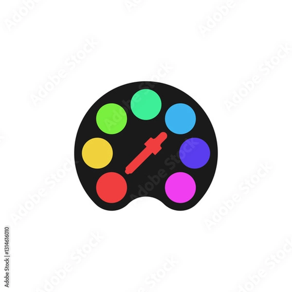 Fototapeta Color palette icon with bright colors and dropper tool. Vector illustration.