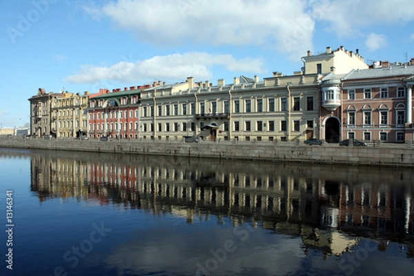 Fototapeta Old houses along canal