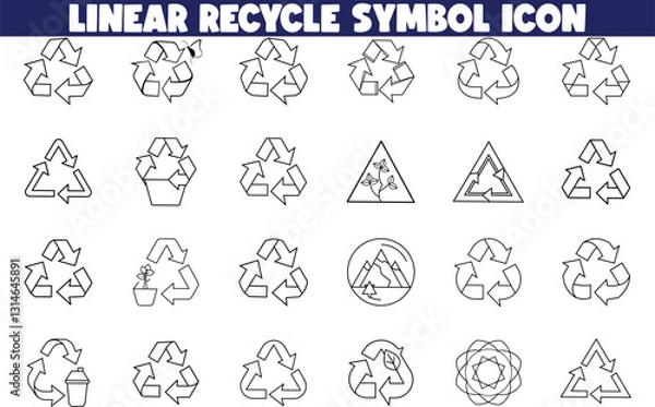 Fototapeta Linear Recycle Symbol Icons Variations and Design Elements