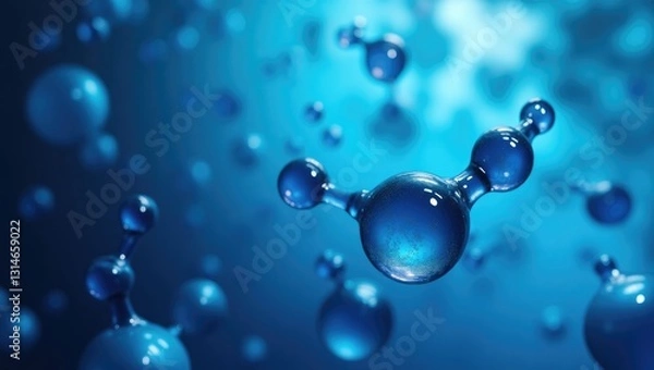 Fototapeta blue bubble and molecule backdrop for products