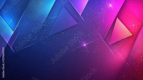Fototapeta Abstract Background with Dark Tones and Bright Neon Highlights in Geometric Shapes and Patterns