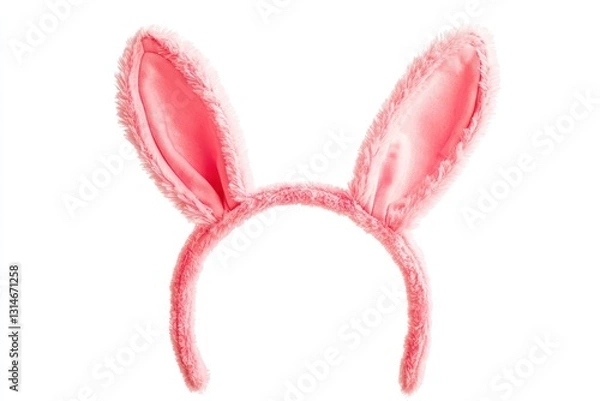 Fototapeta Editable pink bunny ears headband design, isolated on clear background.