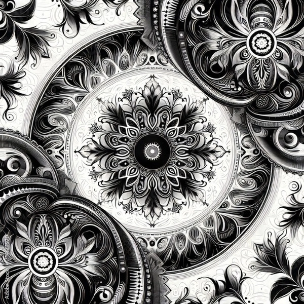 Fototapeta Black and White Patterns Subtle elegant shifting designs