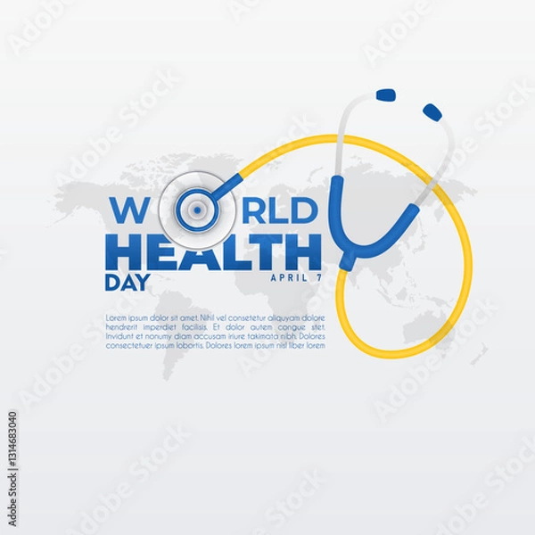 Obraz world health day vector poster with illustrations of stethoscopes, suitable for banners, campaigns, etc