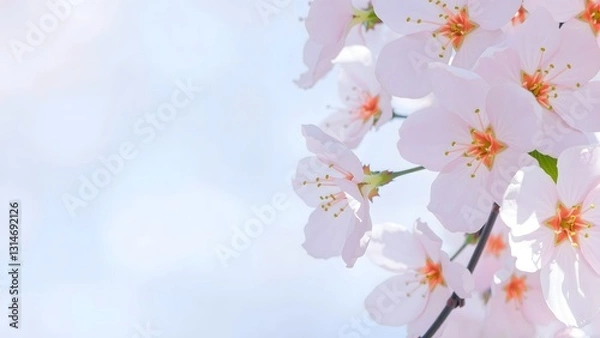 Fototapeta Cherry blossom, Pink sakura flowers with nice background color
