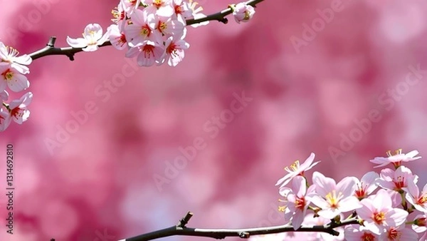 Fototapeta Cherry blossom, Pink sakura flowers with nice background color