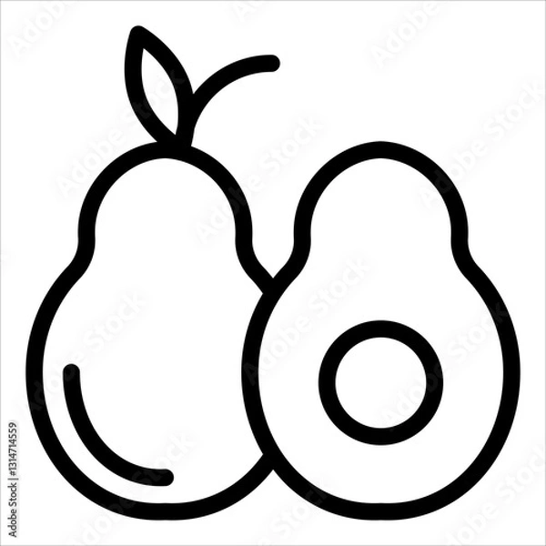 Fototapeta avocado line icon vector illustration isolated on white background