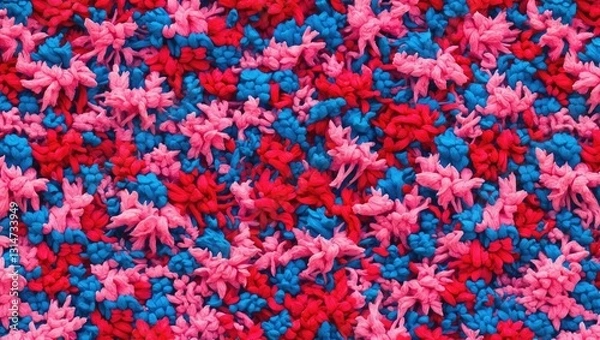 Obraz pink blue red knitted texture, continuous knitted design