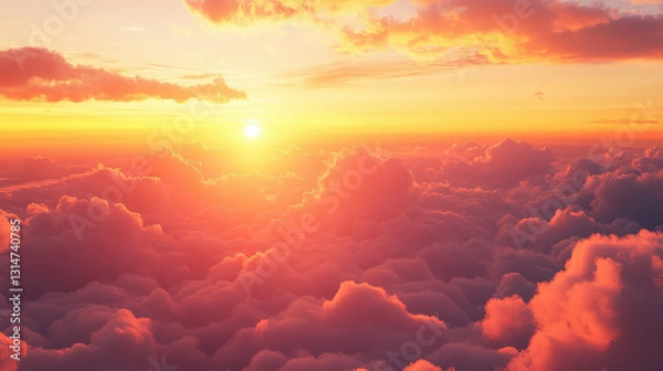 Fototapeta Golden Horizons – Breathtaking Sunrises & Sunsets Above the Clouds