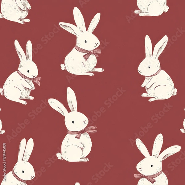 Fototapeta Seamless Cute Bunny Pattern – 100% Tileable Design
