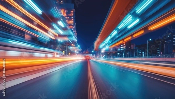 Fototapeta Motion speed effect during Night.