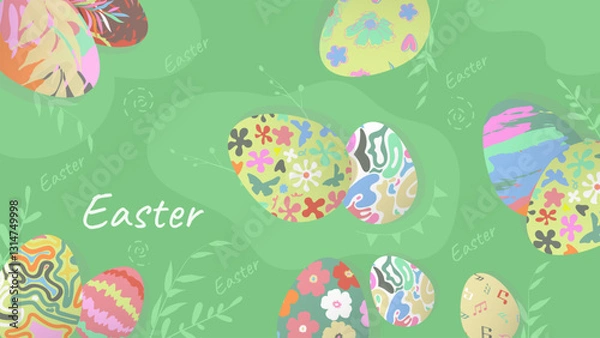 Fototapeta Pastel Easter Egg Label Template Top View