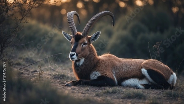 Fototapeta portrait Ibex resting in the shade