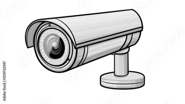Fototapeta Security camera illustration, isolated on white background