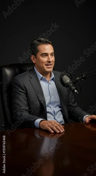 Obraz business man in podcast talking about business