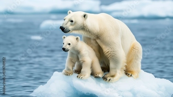 Obraz Polar Bears on Iceberg in Arctic Environment Showcasing Wildlife