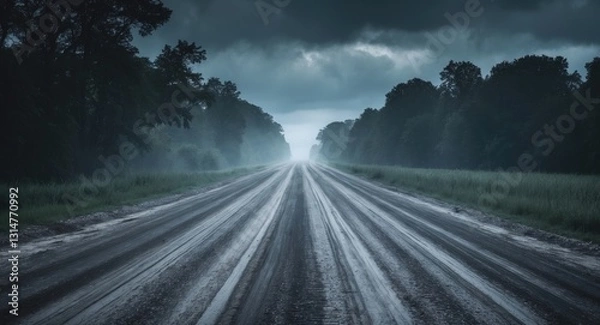 Obraz a straight dirt road elevated in the sky