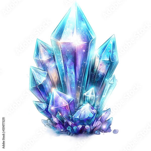 Obraz A striking fantasy-inspired illustration of a crystalline formation, transparent background, PNG