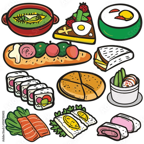 Obraz Hand-Drawn Healthy Food Vector Set - Fruits and Vegetables