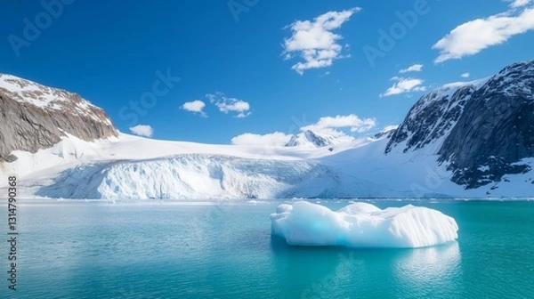 Obraz Serene Arctic Landscape with Iceberg and Glacial Mountains