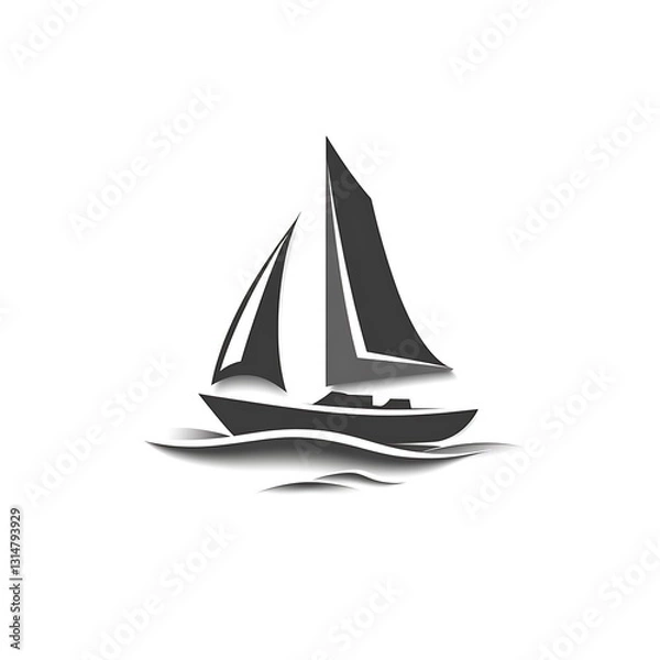 Obraz Simple Sailboat Icon Design Sailing On Water