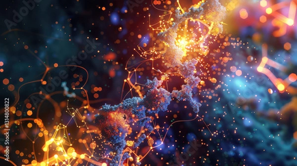 Fototapeta Colorful abstract fire and cosmic background with nebula, stars, and galaxy patterns