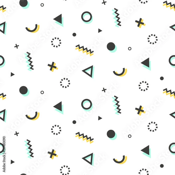 Obraz Geometric seamless pattern background in retro 80s-90s style