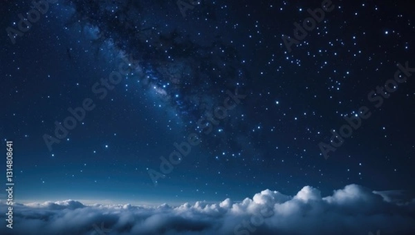 Fototapeta Night sky with stars and clouds photographed.