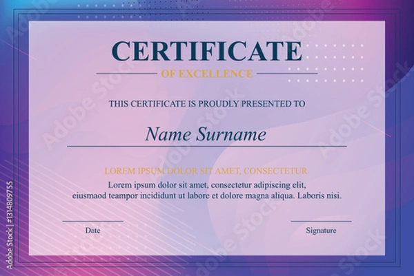 Fototapeta Digital Excellence Certificate Award Template