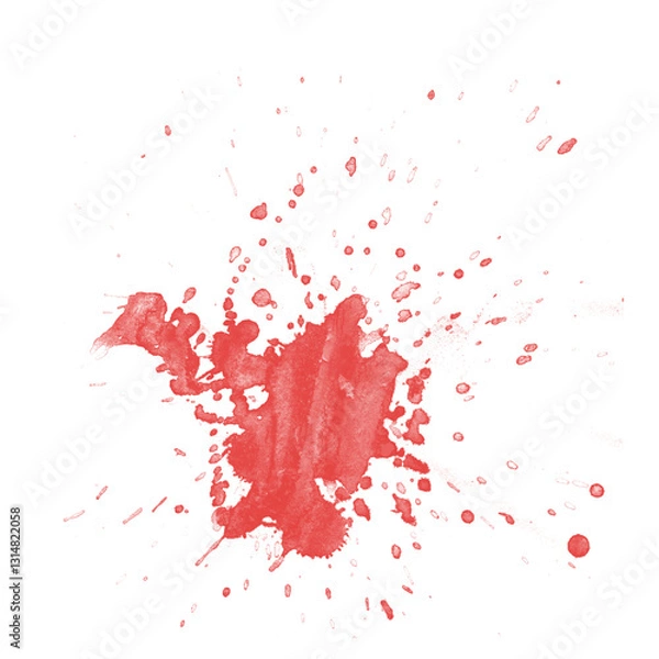 Obraz Red Watercolor Splash – Abstract Paint Stain on Transparent Background. Perfect for graphic design, posters, banners, branding, and modern digital art. Isolated on a transparent background 
