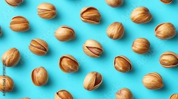 Obraz Pistachios pattern on a turquoise background
