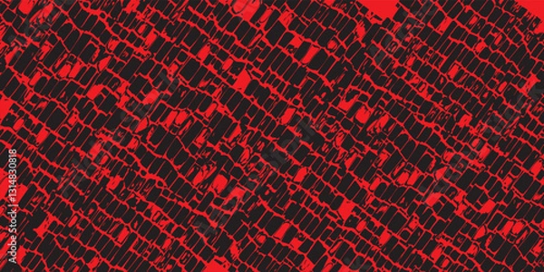 Fototapeta Old scratched  black paint surface wide texture. Dark scarlet color gloomy grunge abstract background.