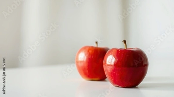 Obraz Two Fresh Red Apples on White Surface Still Life Image