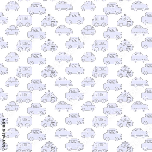 Fototapeta Seamless pattern - car, truck baby background for boys. Vector of Transportation colorful car pattern vector illustration