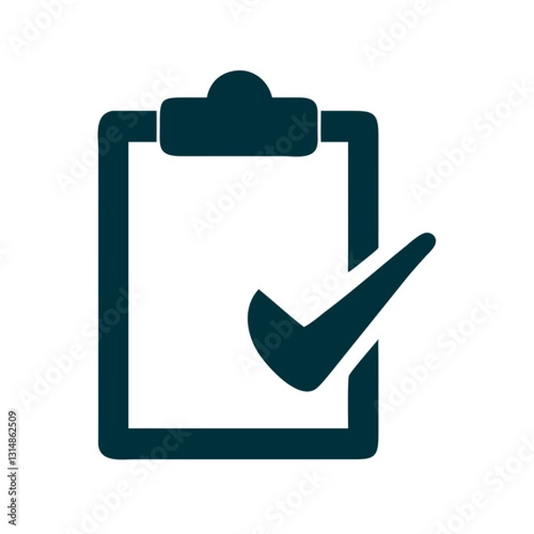 Fototapeta Clipboard with Checkmark Icon in Dark Teal for Notes and Task Organization