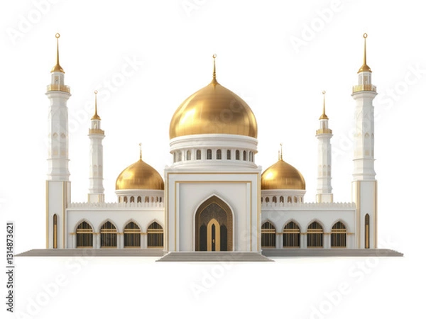 Fototapeta 3D illustration of mosque building, with transparent background, PNG file. generative AI
3D illustration of mosque building, with transparent background, PNG file.