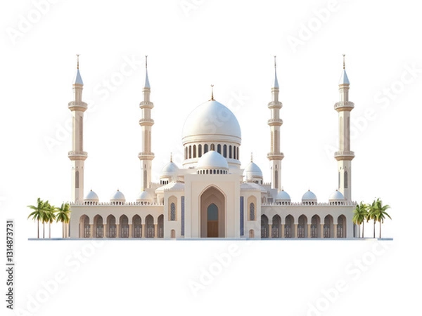 Fototapeta 3D illustration of mosque building, with transparent background, PNG file. generative AI
3D illustration of mosque building, with transparent background, PNG file.