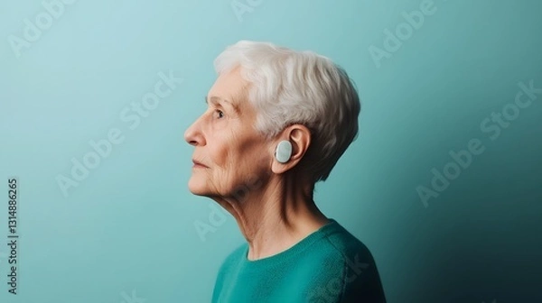 Fototapeta The seamless of a modern hearing aid with an elderly person's auditory system for enhanced accessibility