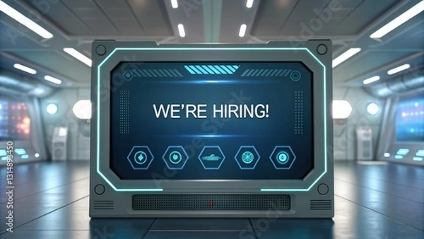 Fototapeta Innovative digital recruitment hiring event virtual space graphic design futuristic environment engaging viewpoint