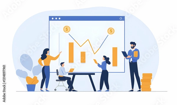 Fototapeta Business Team Analyzing Data and Financial Growth in a Meeting Room