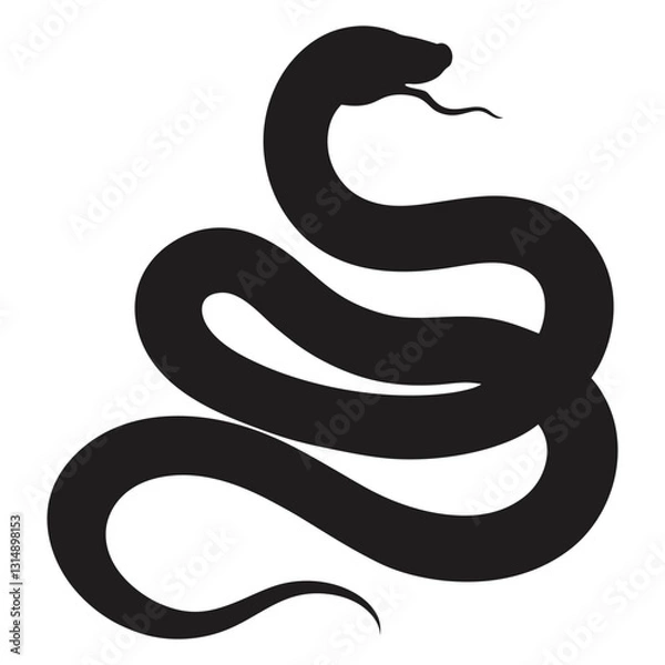 Fototapeta snake graphic icon snake black silhouette isolate vector