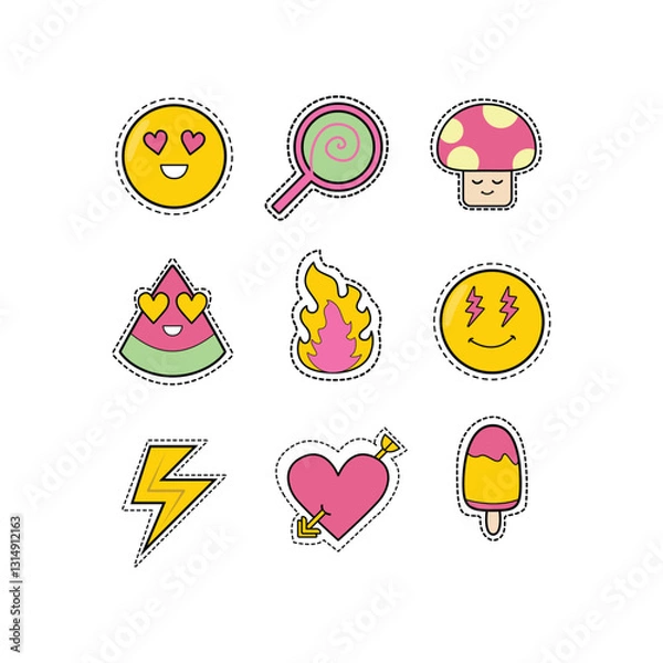 Obraz cute emoji emoticon elements vector