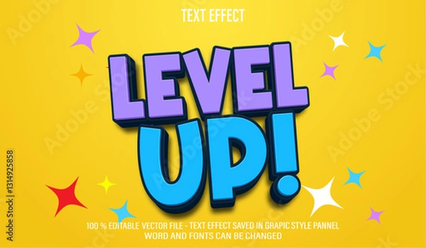 Obraz Level Up Game 3d editable text effect style