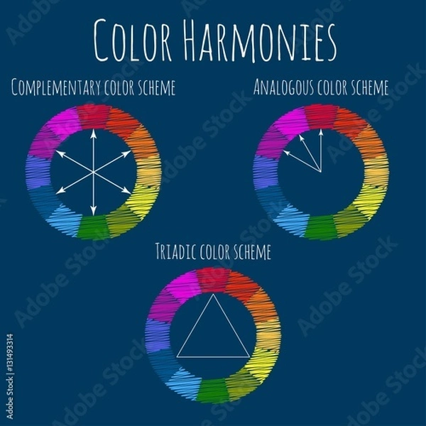 Obraz Color Harmonies. Basic Color Theory. Vector infographics