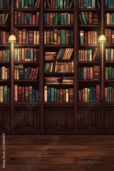 Fototapeta The bookshelf and lighting in the linguistics research laboratory