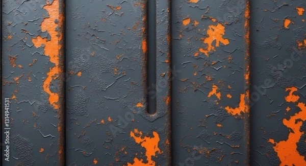 Fototapeta Abstract Dark Metal Texture With Orange Rust