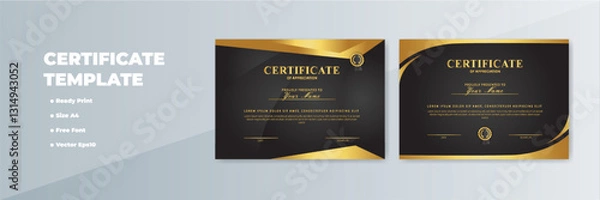 Obraz Gold-accented black certificate template design