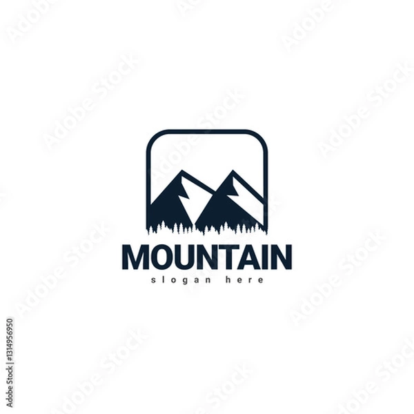 Obraz Mountain logo vector. Mountain outdoor silhouette abstract background icon design